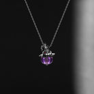Amethyst Pumpkin Shaped Gemstone Pendant Necklace Halloween Gothic Jewelry - The Wicked Pumpkin