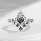 Antique Kite Cut Herkimer Diamond Engagement Ring Bridal Set 2pcs