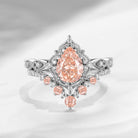 Antique Pear Cut Pink Lab Diamond Engagement Ring 2pcs