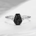 Classic Coffin Shaped Black Rutilated Quartz Engagement Ring