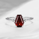 Cluster Coffin Shaped Garnet Classic Engagement Ring