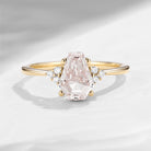 Classic Coffin Shaped Pink Lab Diamond Engagement Ring