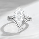 Classic Style Marquise Cut Moissanite Twist Elegant Engagement Ring Bridal Set 2pcs