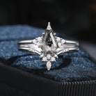 Classic Style Unique Coffin Cut Herkimer Diamond Star Cluster Engagement Ring Bridal Set 2pcs - Coffin Kite