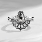 Cluster Coffin Cut Herkimer Diamond Spider Web Engagement Ring Set 2pcs