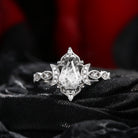 Crescent Moon | Coffin Cut Herkimer Diamond Gothic Enagement Ring 18k - Till Death Do Us Apart