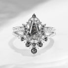 Crescent Moon | Coffin Cut Herkimer Diamond Moon Infinity Engagemnet Ring Set Bridal Set 2pcs