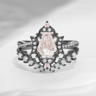 Crescent Moon | Coffin Cut Pink Lab Diamond Engagement Ring Set 2pcs - Infinity Galaxy