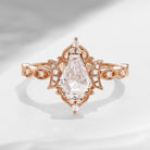 Crescent Moon | Coffin Cut Pink Lab Diamond Milgrain Engagement Ring