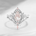 Crescent Moon | Coffin Cut Pink Lab Diamond Twisted Engagement Ring Set 2pcs - Alexandria