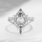 Crescent Moon | Vintage Inspired Infinity Coffin Herkimer Diamond Engagement Ring Set 2PCS - Alexandria