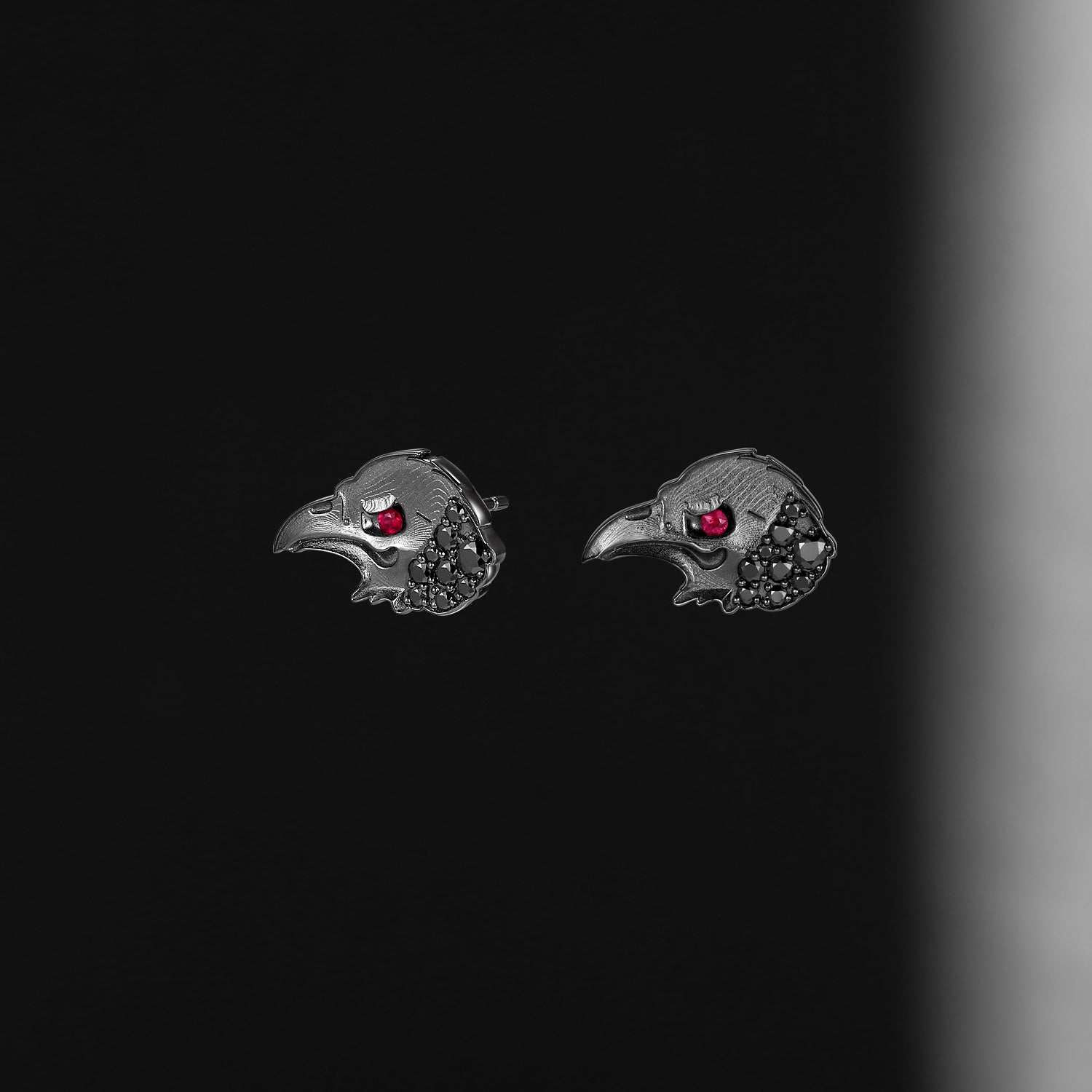 Gothic Dark Crow Inspired Gemstone Stud Earrings Halloween Jewelry Gift