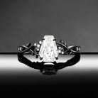 Gothic Inspired Coffin Cut Moissanite Black Gold Vines & Thorns Engagement Ring
