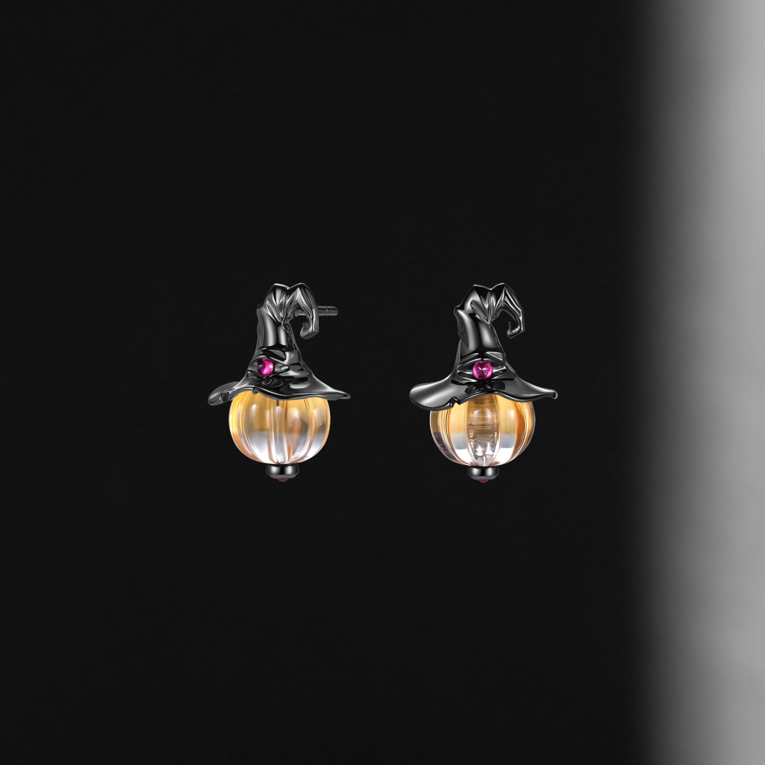 Halloween Jewelry Gift Unique Pumpkin Shaped Citrine Gemstone Stud Earrings