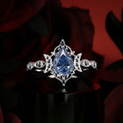 Crescent Moon | Unique Blue Moissanite Engagement Ring In Pear Shape - Eclipse