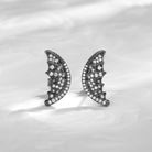 Wing Inspired Moissanite Black Gold Earrings