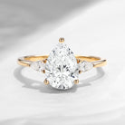 Classic IGI Certified Pear Cut Lab Diamond Three Stone Engagement Ring