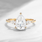Classic Pear Cut Moissanite Three Stone Engagement Ring