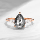 Pear Shaped Salt and Pepper Diamond Three Stone EngagementRing 