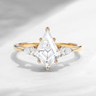 Classic Kite Cut Moissanite Three Stone Engagement Ring