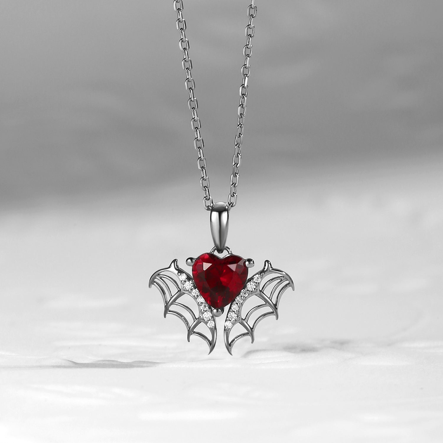 Unique Garnet Heart Cut Gothic Style Necklace - Fly To Love