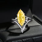 Classic Style Marquise Cut IGI Certificated Lab Yellow Diamond Twist Elegant Engagement Ring Bridal Set