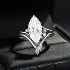 Classic Style Marquise Cut IGI Lab Diamond Twist Elegant Engagement Ring Bridal Set