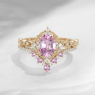 Antique Oval Natural Spinel Classic Vintage Engagement Ring Bridal Set 2pcs