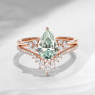 1.5ct Pear Shaped Mint Moissanite Classic Cluster Engagement Ring Set 2pcs - Vivian