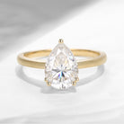 Textured Pear Shaped Moissanite Ring