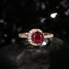 Crescent Moon | Unique Round Cut Natural Ruby ‘Full Moon’ Engagement Ring