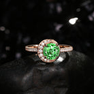 Crescent Moon | Unique Round Cut Lab Tsavorite ‘Full Moon’ Engagement Ring