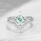 Kite Cut Mint Moissanite Engagement Ring Set 2pcs - Electra