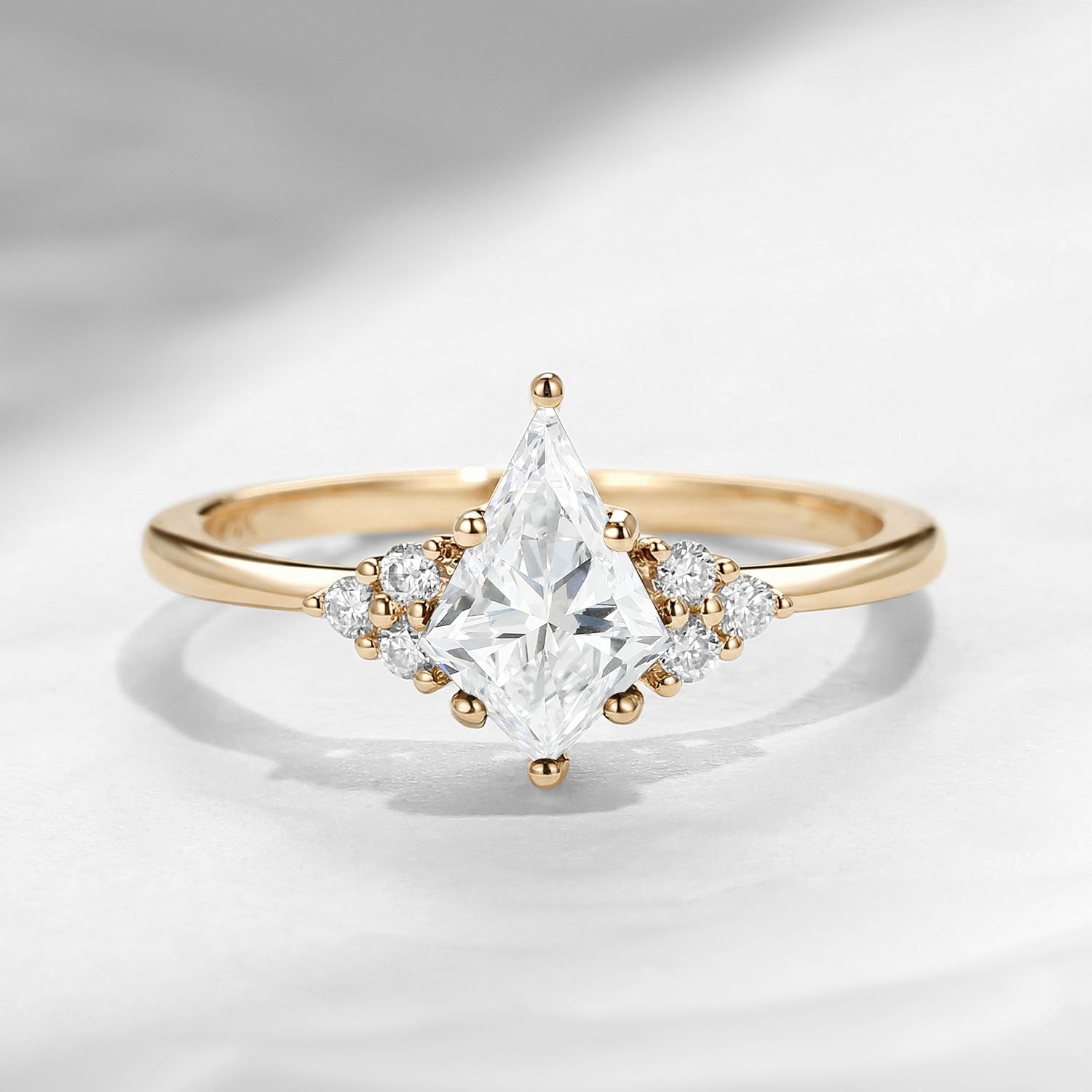 Classic Style Kite Cut Lab Diamond Cluster Engagement Ring