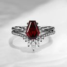 Classic Coffin Cut Garnet Engagement Set 2pcs - White Dress