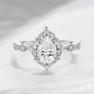 Vintage 1.5ct Pear Shaped Moissanite Engagement Ring