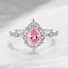 'The Pink Reverie' - IGI Certified Vintage Pear Cut Lab Pink Diamond Engagement Ring