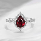 Vintage Inspired Pear Cut Natural Ruby Engagement Ring