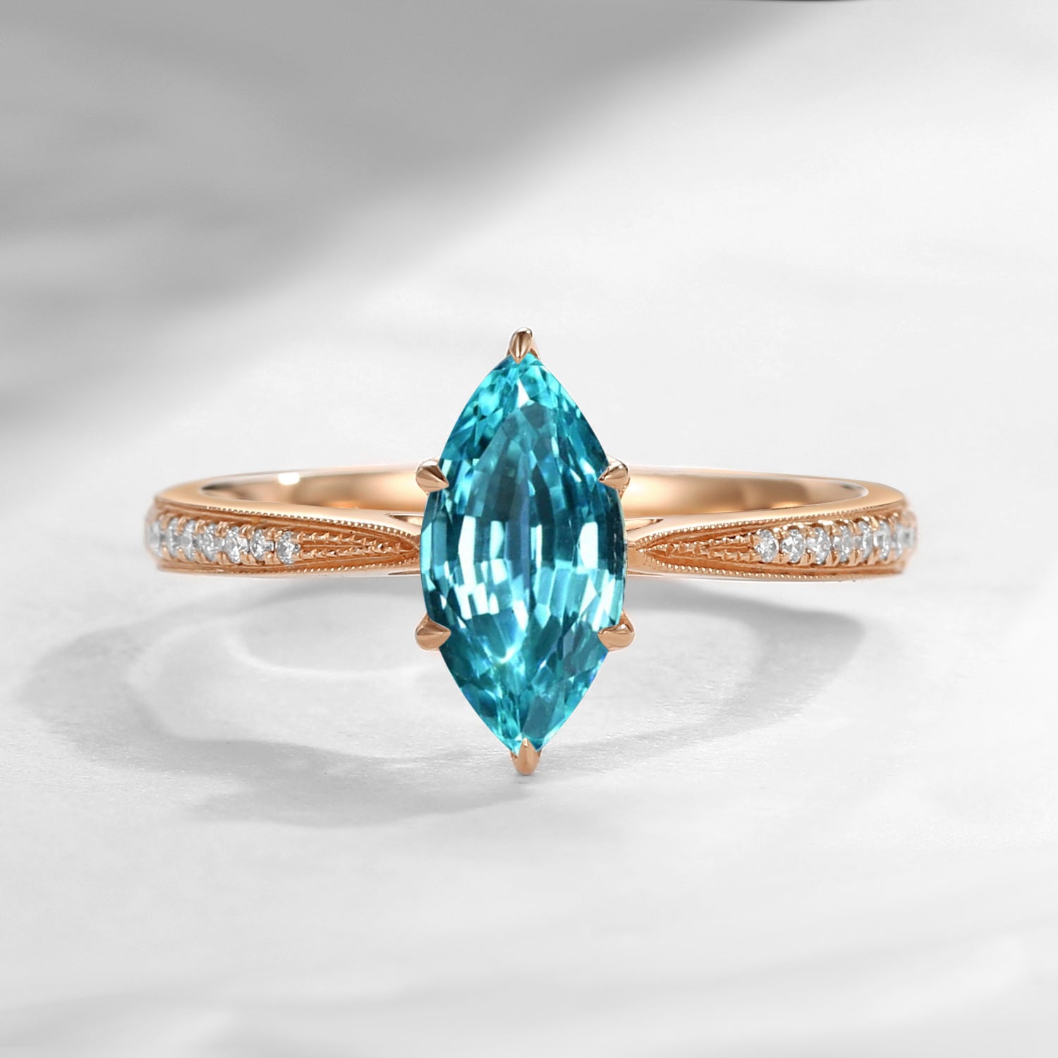 Antique Marquise Lab Paraiba Engagement Ring