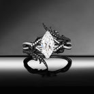 Thorns & Roses - IGI Certified Marquise Lab Diamond Two-Tone Cage Ring Set with Thorn-Inspired Band