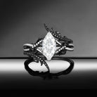 Nature Inspired Marquise Moissanite 'Thorns & Roses' Two-Tone Engagement Ring Cage Set 2pcs