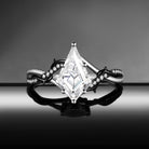 Thorns & Roses - Nature Inspired Kite Moissanite Two-Tone Engagement Ring with Twisted Vine Band