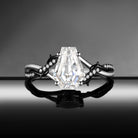 Thorns & Roses - Nature Inspired Coffin Moissanite Two-Tone Engagement Ring with Twisted Vine Band