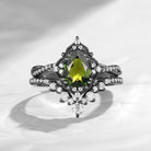 Vintage Inspired Pear Cut Natural Tourmaline Infinity Engagement Ring 2pcs