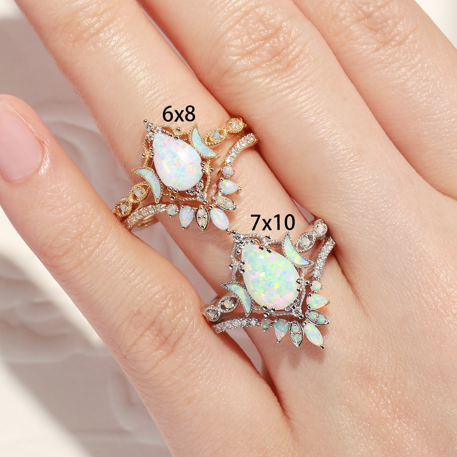 [ギリシャ発] クレッセントムーン Moonstone アンクレット S925 Crescent Moon Moonstone Ring Set- Sterling Silver – Aquamarise