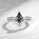 Classic Kite Cut Grey Moissanite Engagement Ring 2pcs