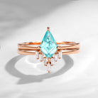 Classic Kite Cut Lab Paraiba Engagement Ring 2pcs