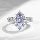 Antique Pear Cut Natural Spinel Engagement Ring 2pcs