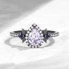 Nature Inspired Pear Shaped Lab Lavender Sapphire 'Thorns & Roses' Halo Leaf Engagement Ring