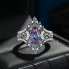 Crescent Moon | Unique Coffin Lab Alexandrite Celtic Infinity Engagement Ring Set 3pcs